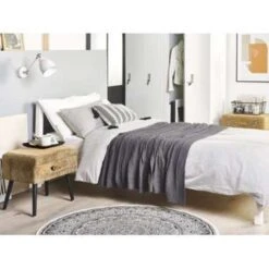 Beliani Nachtkast EUROSTAR - Beige Corduroy -Woonmeubelwinkel dabaedbb66a24482a7639816da6fa527