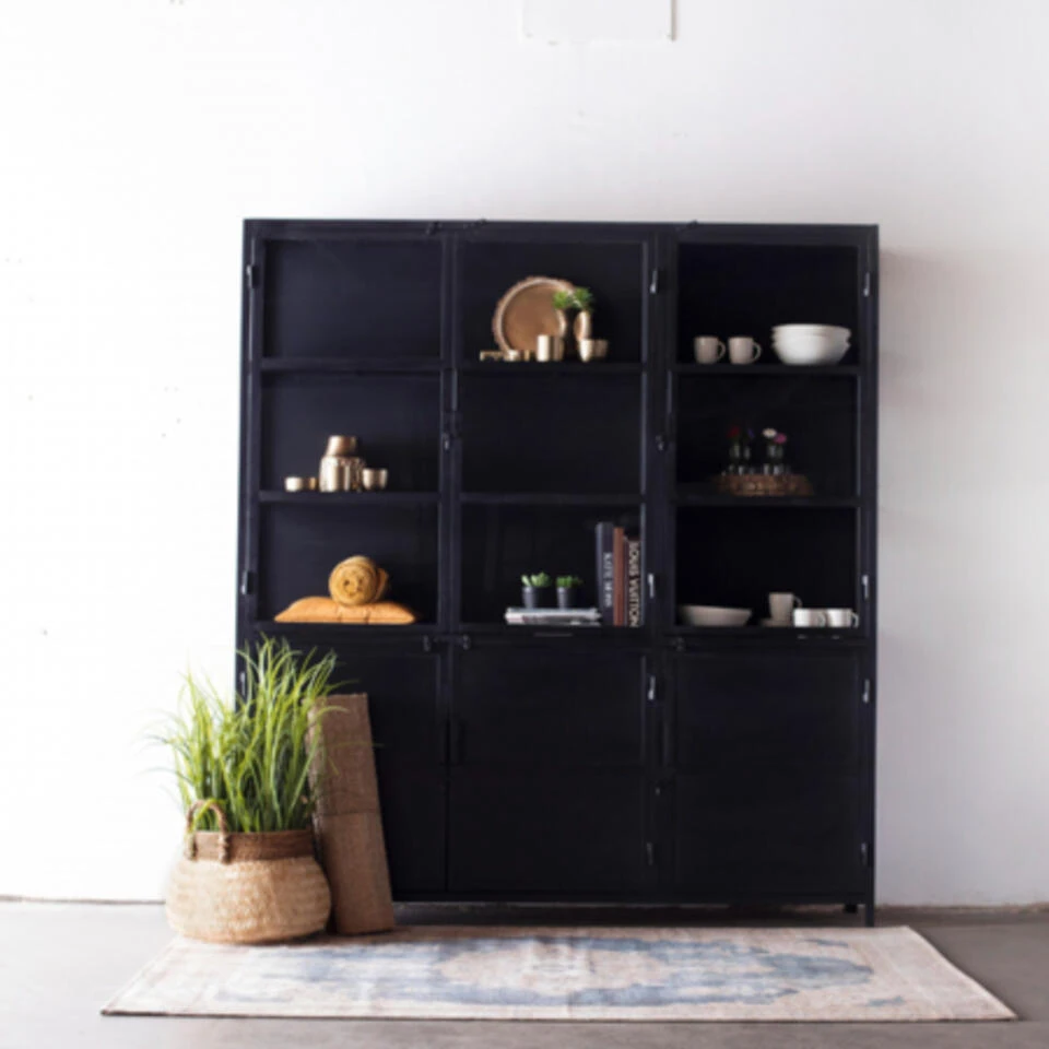 Giga Meubel Vitrinekast Zwart Metaal - 6-deurs - Glas/Metaal - Lotte 4 Giga Meubel Vitrinekast Zwart Metaal - 6-deurs - Glas/Metaal - Lotte - Afbeelding 2