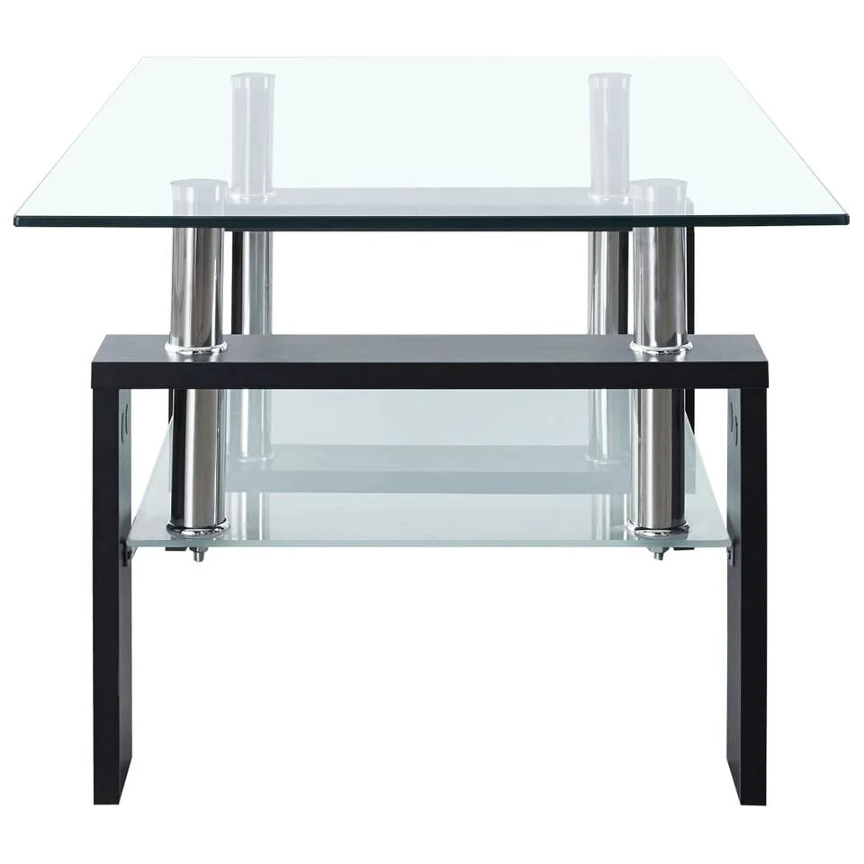 VidaXL Salontafel 95x55x40 Cm Gehard Glas Transparant En Zwart 5 VidaXL Salontafel 95x55x40 Cm Gehard Glas Transparant En Zwart - Afbeelding 3