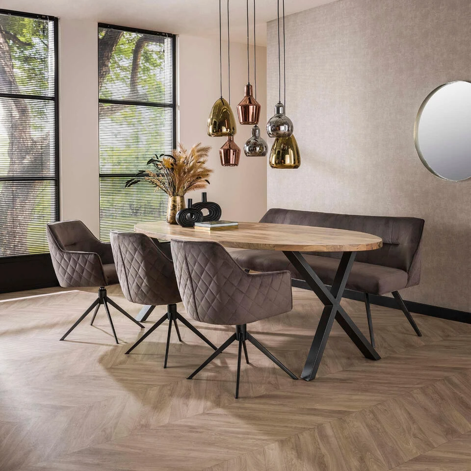 Diego Eetkamerbank Velvet - Stof - Grijs 5 Diego Eetkamerbank Velvet - Stof - Grijs - Afbeelding 3