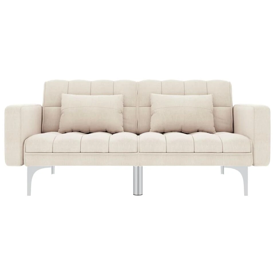 VidaXL Slaapbank Stof Crème 4 VidaXL Slaapbank Stof Crème - Afbeelding 2