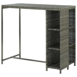 VidaXL Bartafel Met Opbergrek 120x60x110 Cm Poly Rattan Grijs 9 VidaXL Bartafel Met Opbergrek 120x60x110 Cm Poly Rattan Grijs -Woonmeubelwinkel ef62742e96c04f73b23464424c9df12d