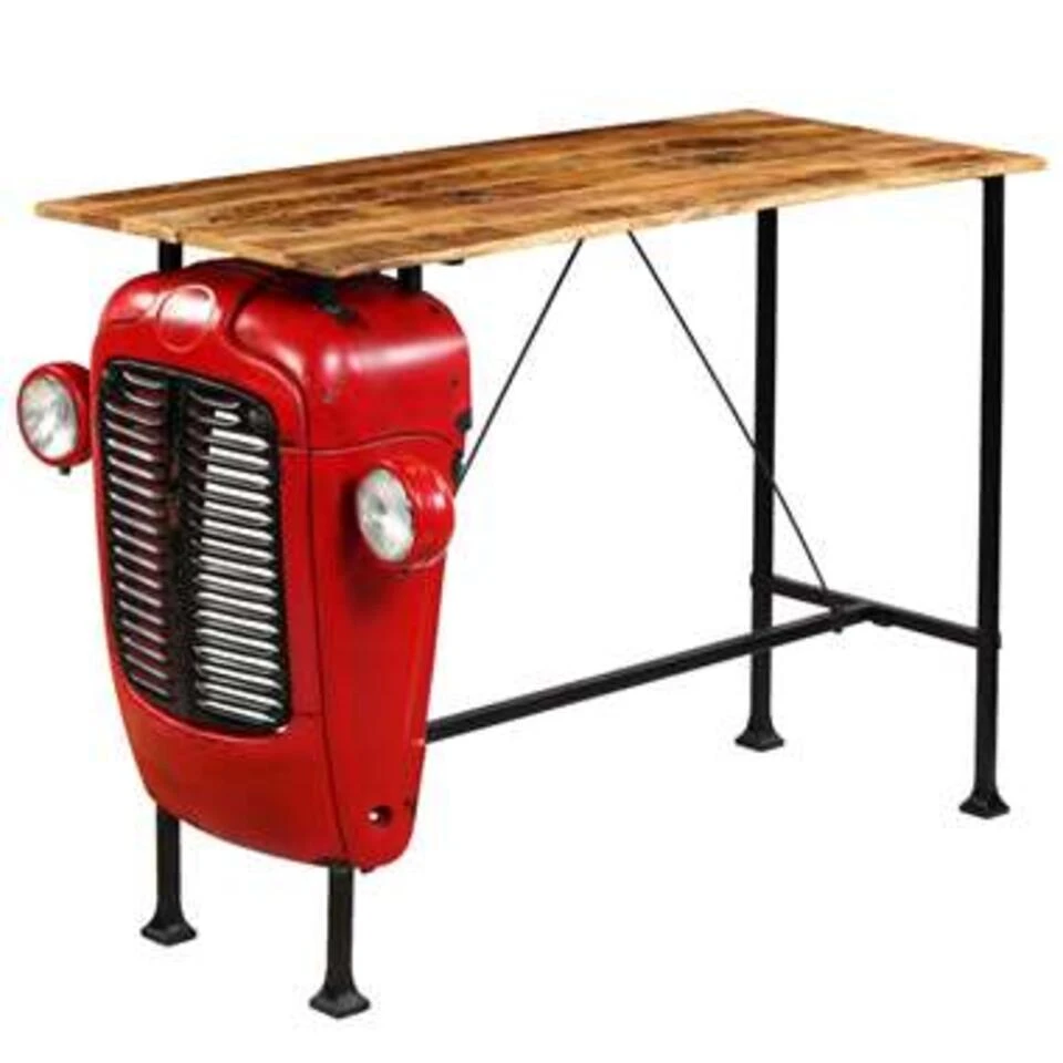 VidaXL Bartafel Tractor 60x150x107 Cm Massief Mangohout Rood 4 VidaXL Bartafel Tractor 60x150x107 Cm Massief Mangohout Rood - Afbeelding 2
