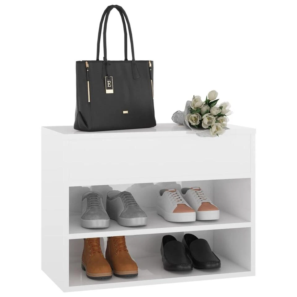 VidaXL Schoenenbank 60x30x45 Cm Spaanplaat Hoogglans Wit 6 VidaXL Schoenenbank 60x30x45 Cm Spaanplaat Hoogglans Wit - Afbeelding 4