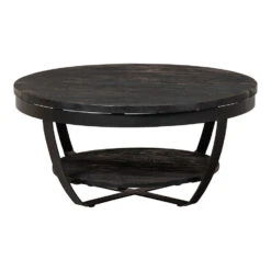 Salontafel Bakersfield Black 90cm - Mangohout - Zwart - Rond -Woonmeubelwinkel fe59b17a5484400289a6554d2a193fca