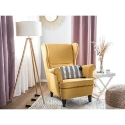 Beliani Oorfauteuil ABSON - Geel Polyester -Woonmeubelwinkel fecfeba60f0d48e2b6cb2b9f1c7b5ebc